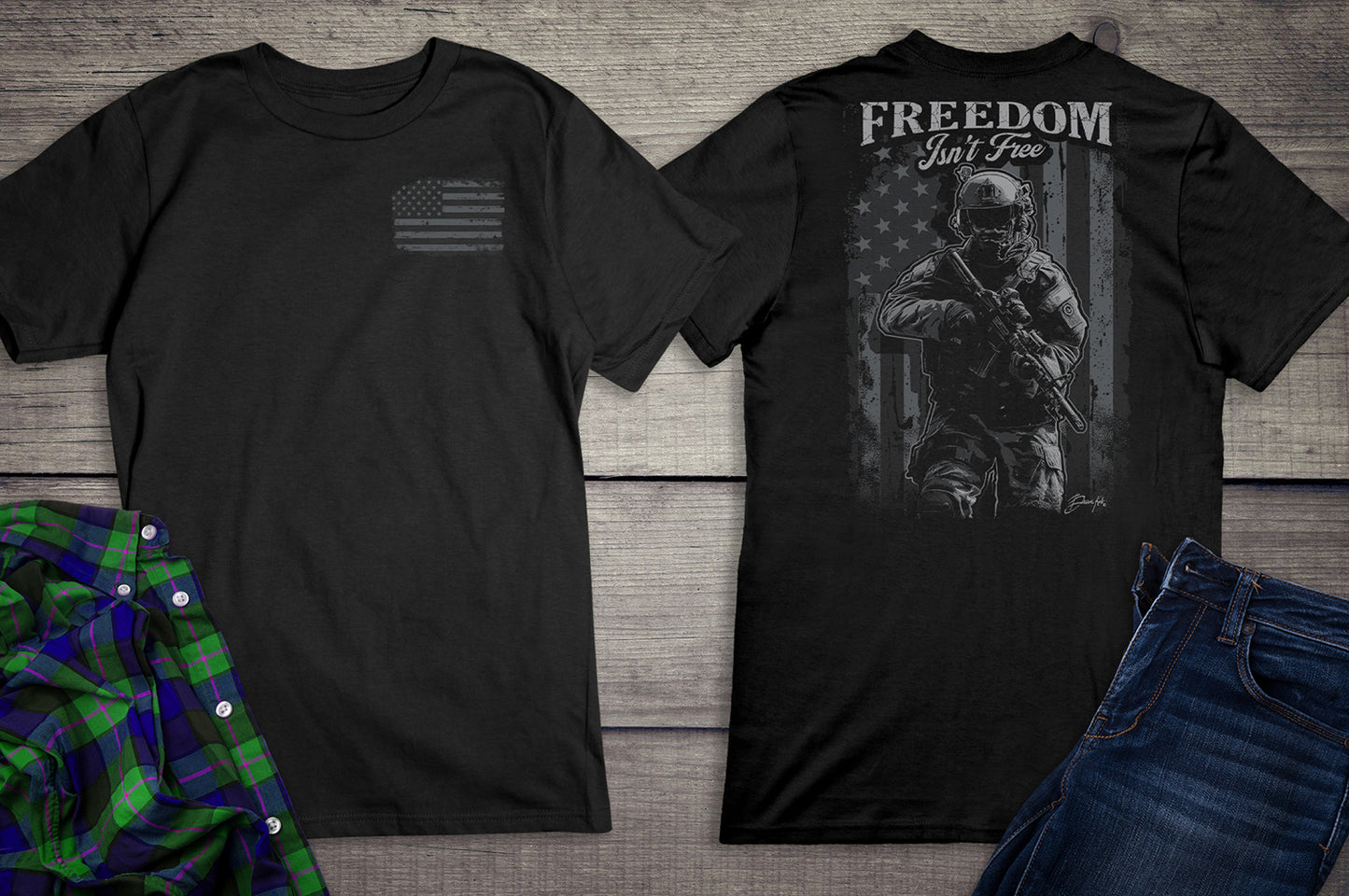 Freedom Isn’t Free Soldier With Crest T-Shirt