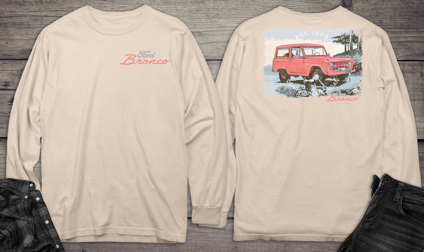 Ford Bronco Red With Crest Long Sleeve Tee