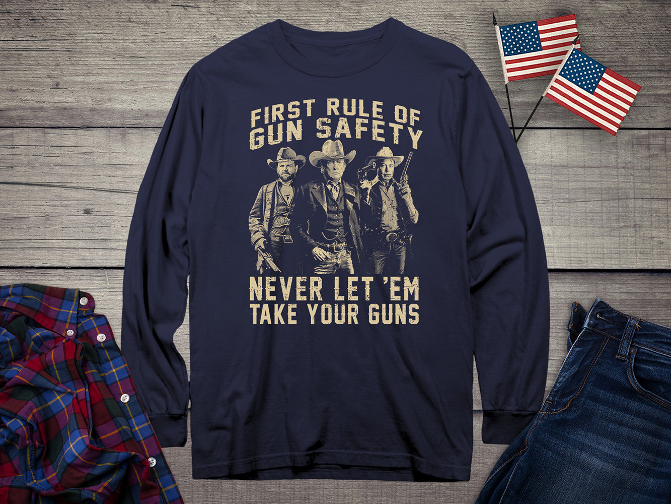 First Rule Of Gun Safety Trump Long Sleeve Tee