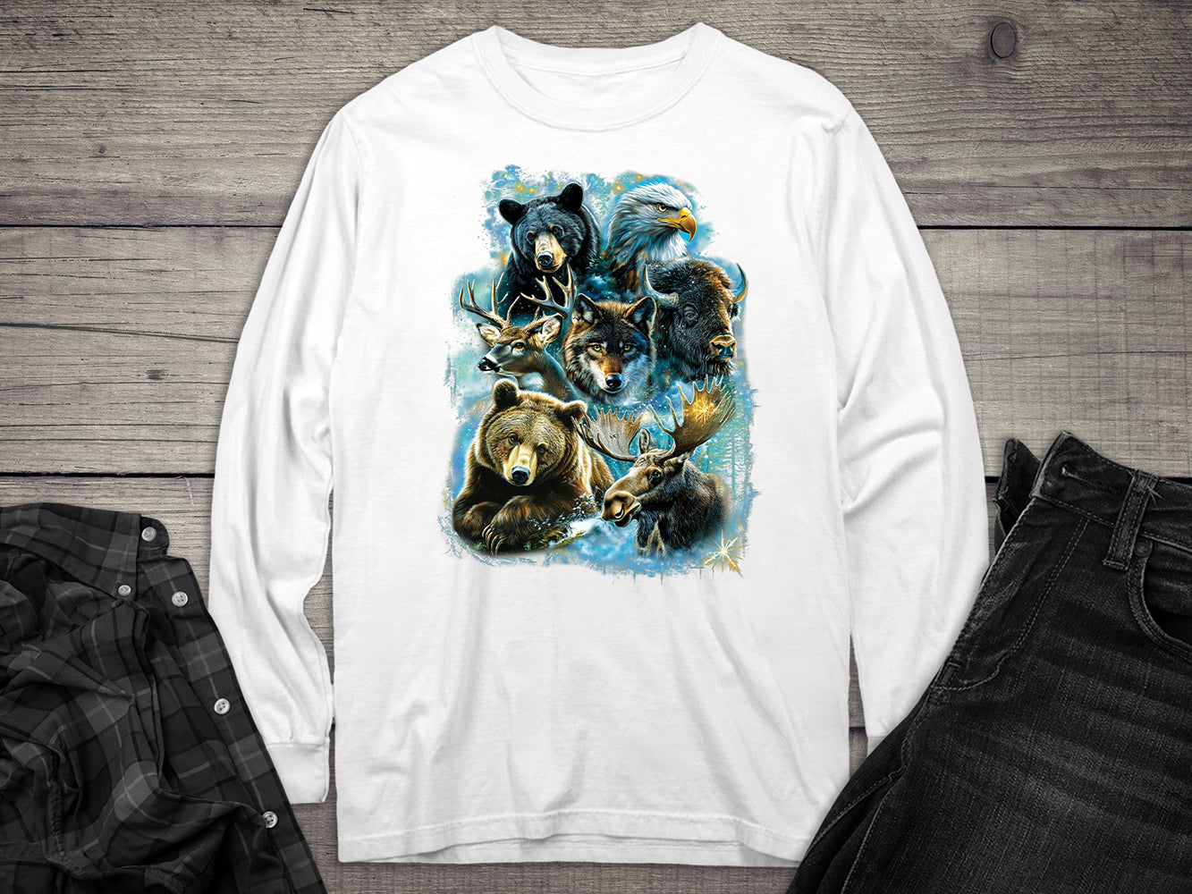 Wildlife Collage Long Sleeve Tee