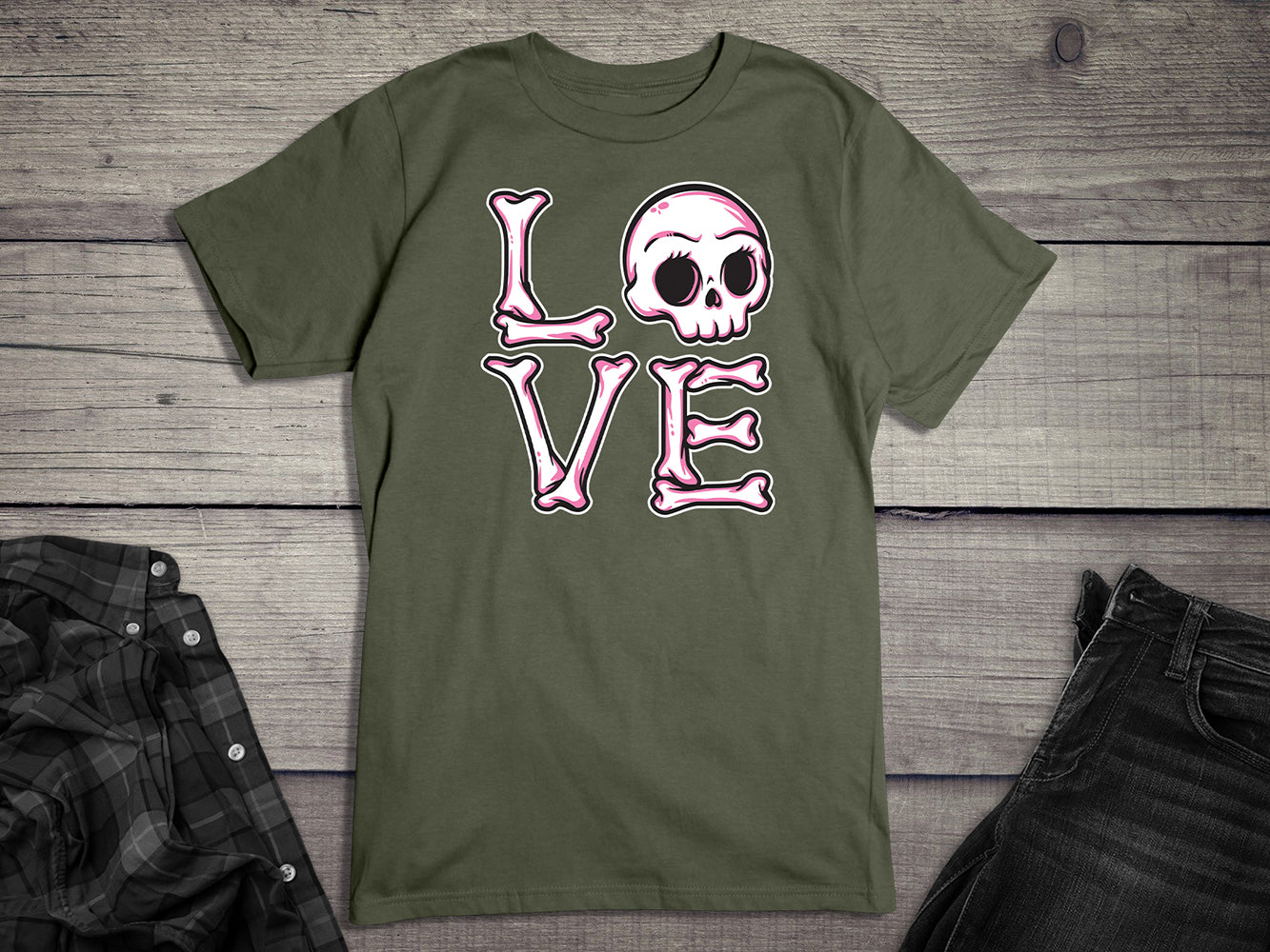 Love Text Skull T-Shirt