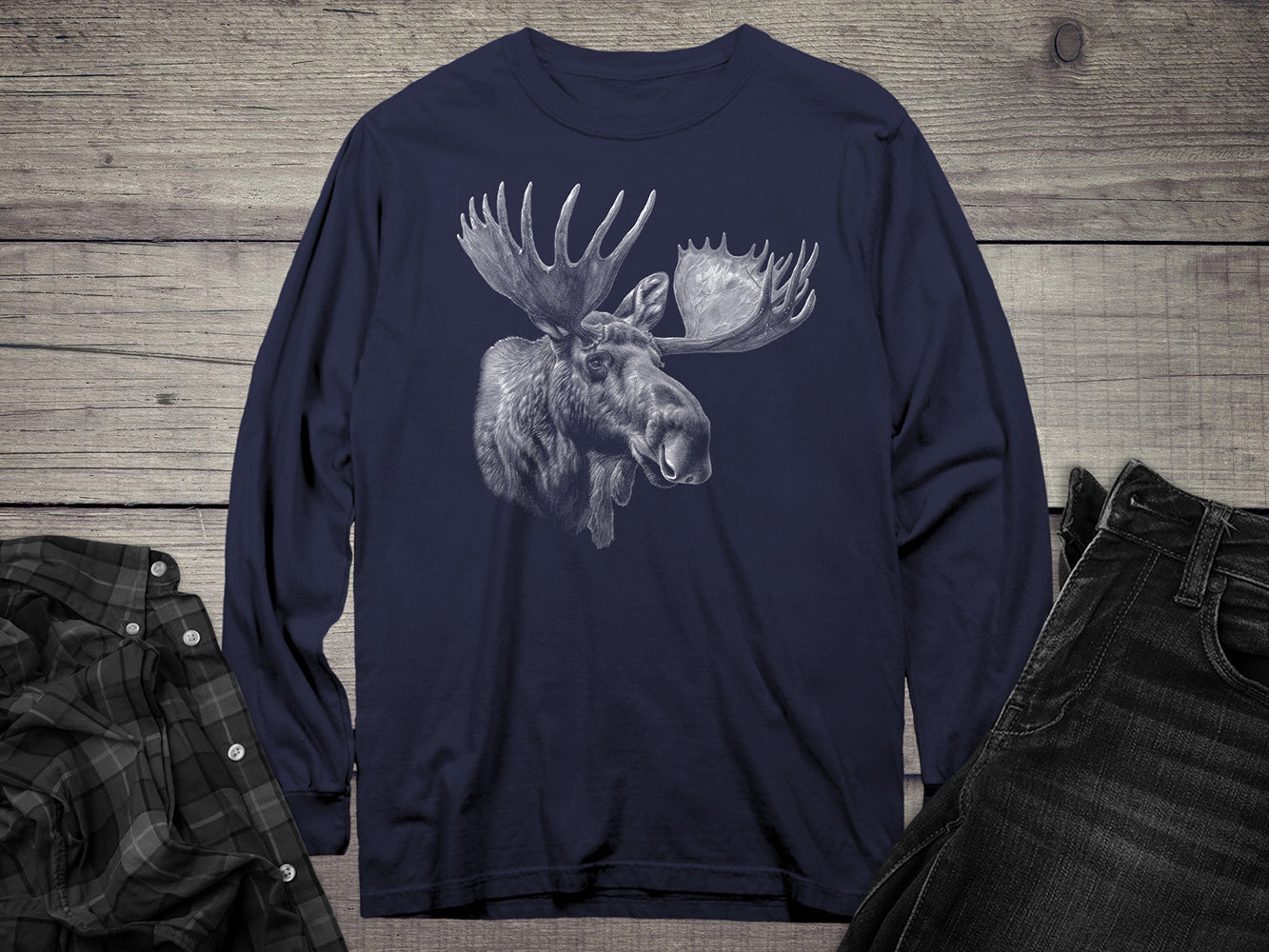 Moose Portrait Long Sleeve Tee