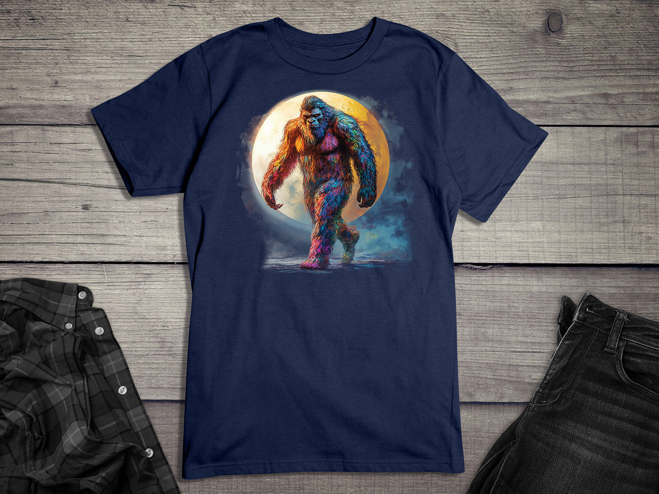 Neon Bigfoot Moon T-Shirt