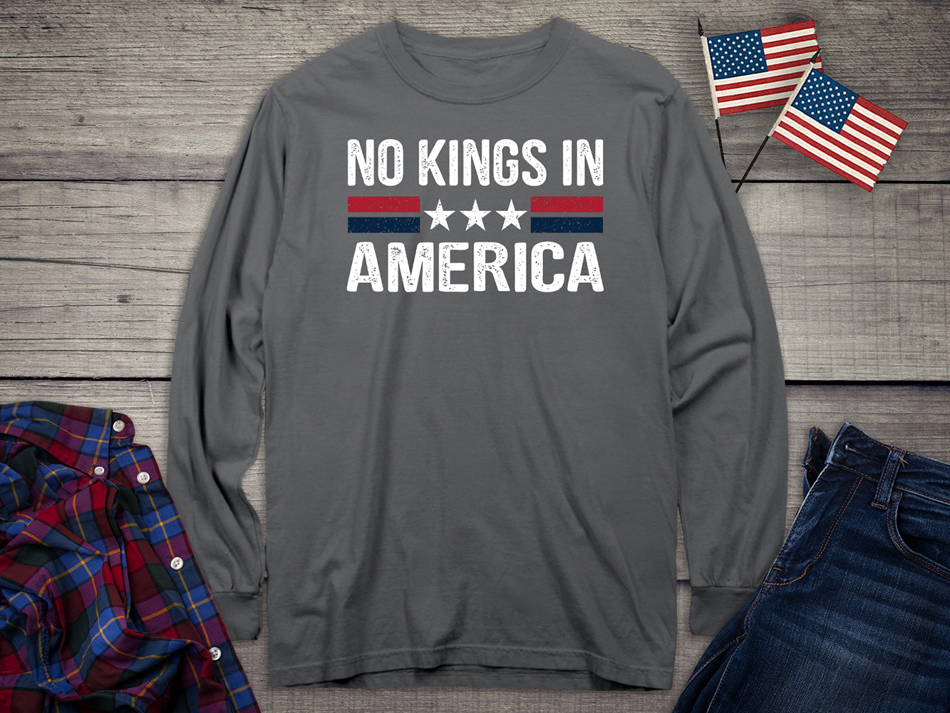 No Kings In America Long Sleeve Tee