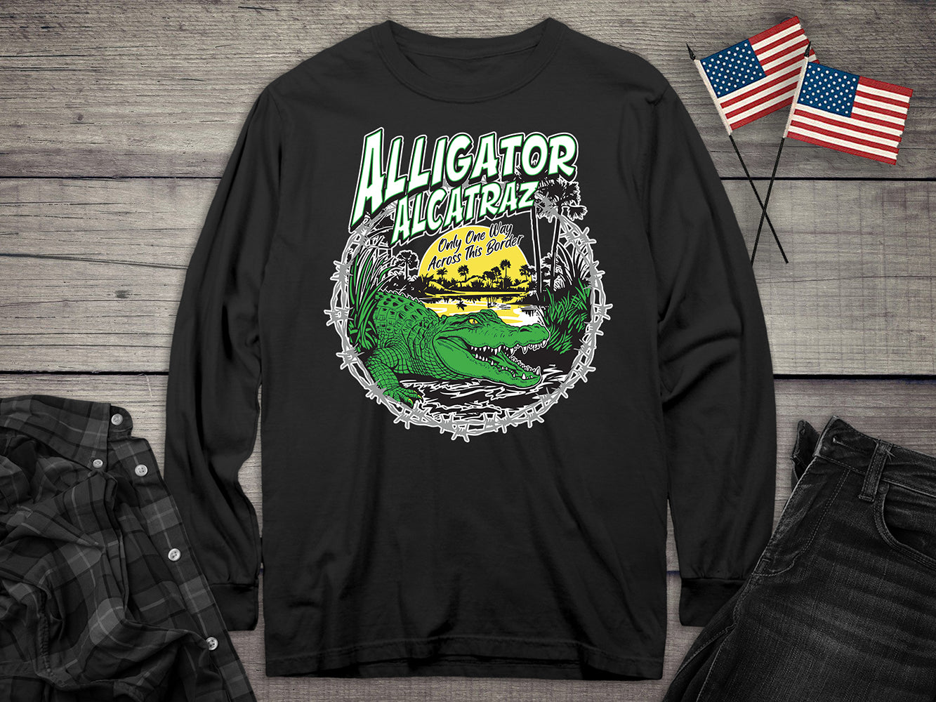 Alligator Alcatraz Border Long Sleeve Tee