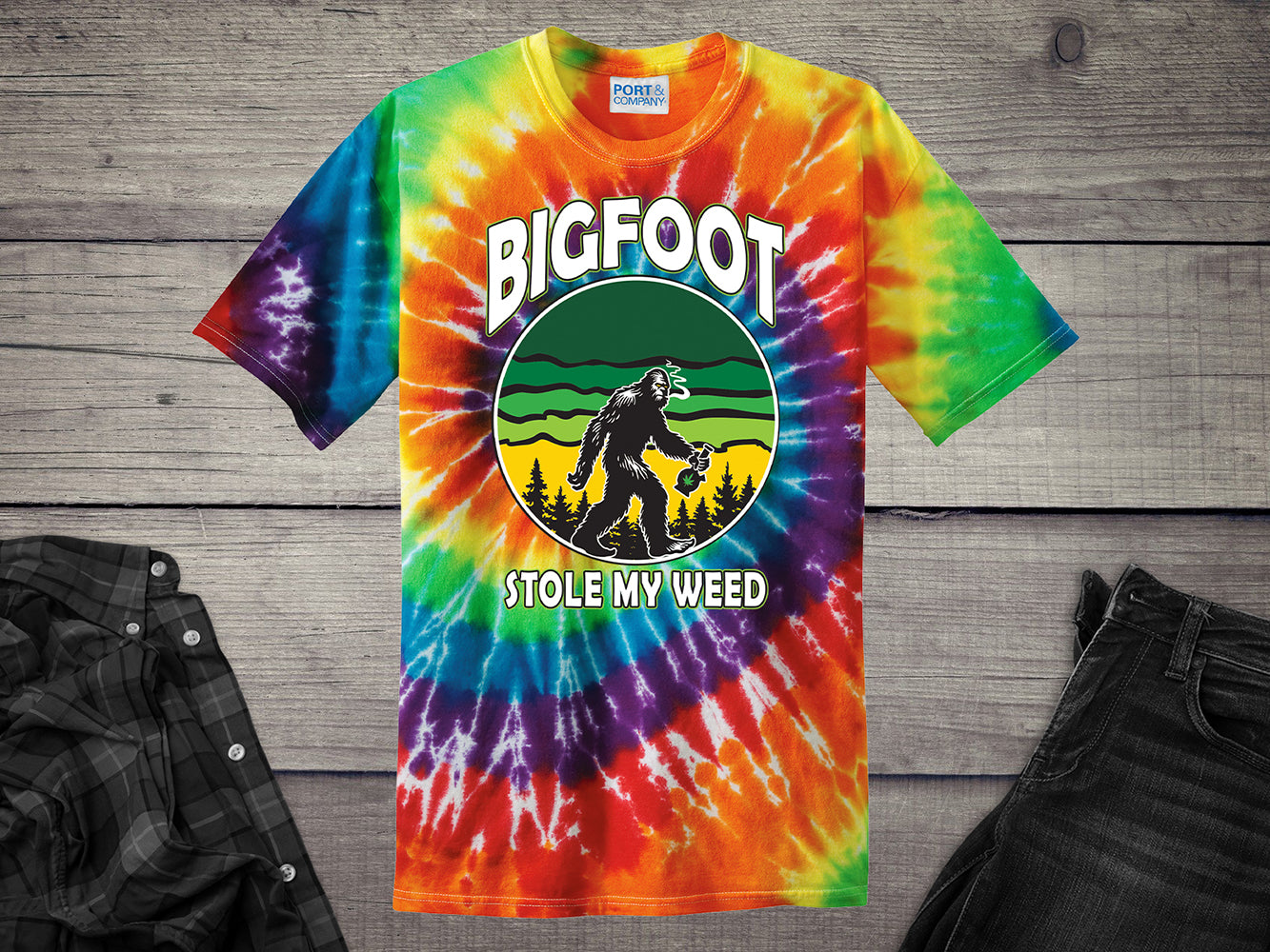 Bigfoot Stole My Weed Tie-Dye T-Shirt