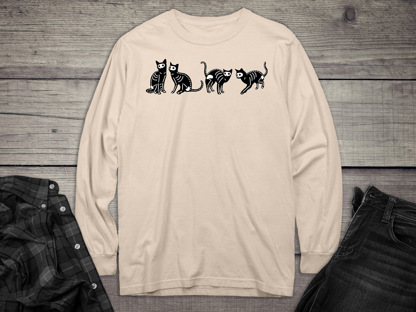 Skeleton Cats Long Sleeve Tee