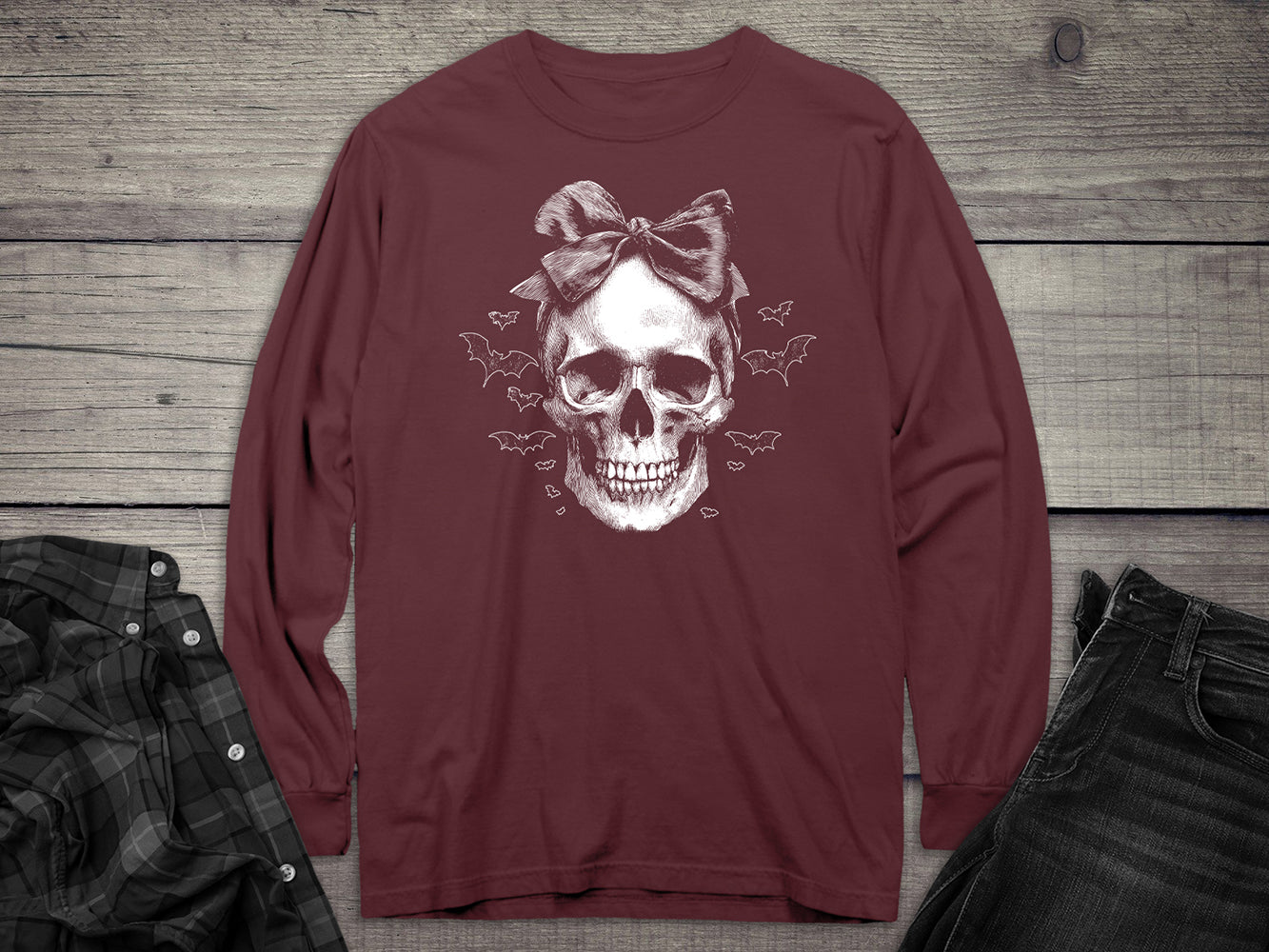 Bow Skull Long Sleeve Tee