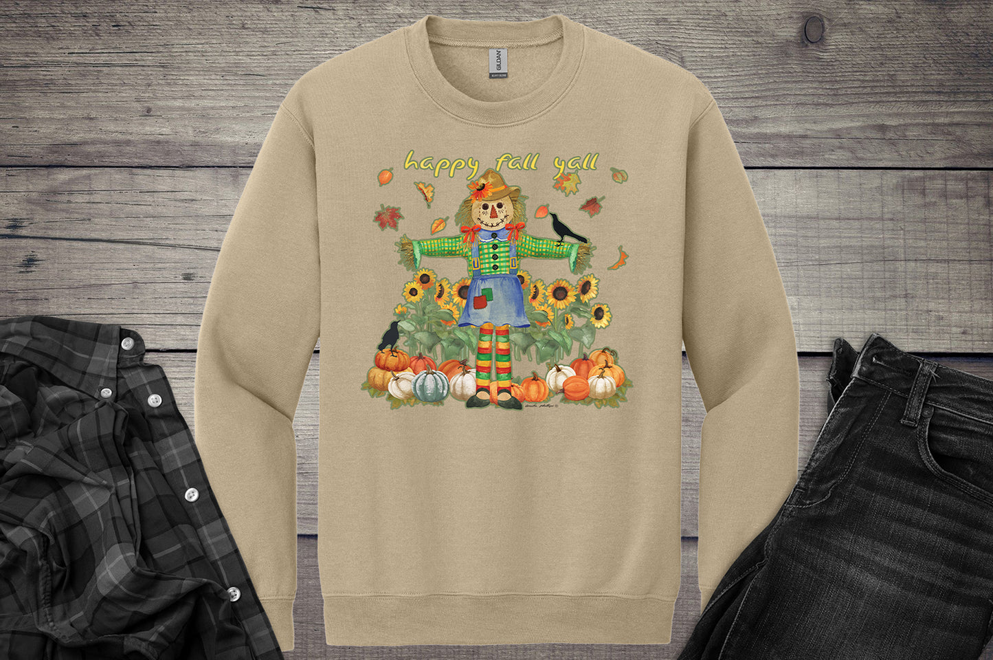 Happy Fall Y’all Scarecrow Crewneck Sweatshirt
