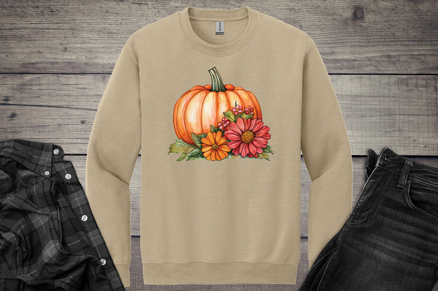 Pumpkin Flowers Crewneck Sweatshirt
