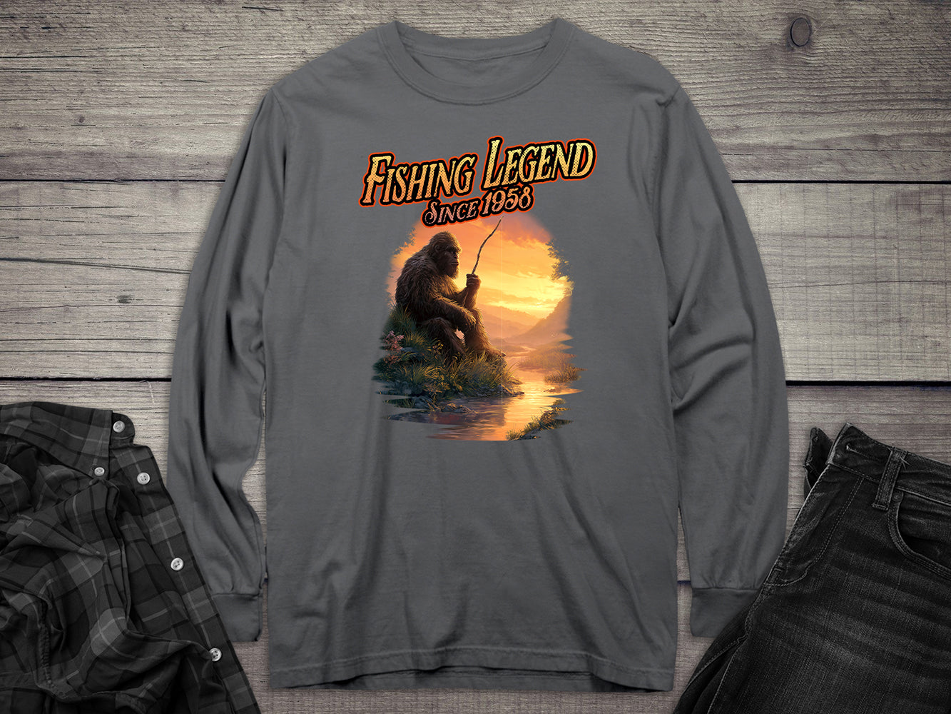 Bigfoot Fishing Legend Long Sleeve Tee