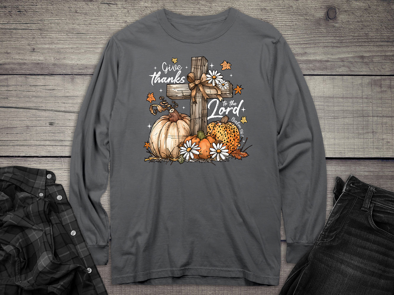Give Thanks Pumpkins Long Sleeve Tee