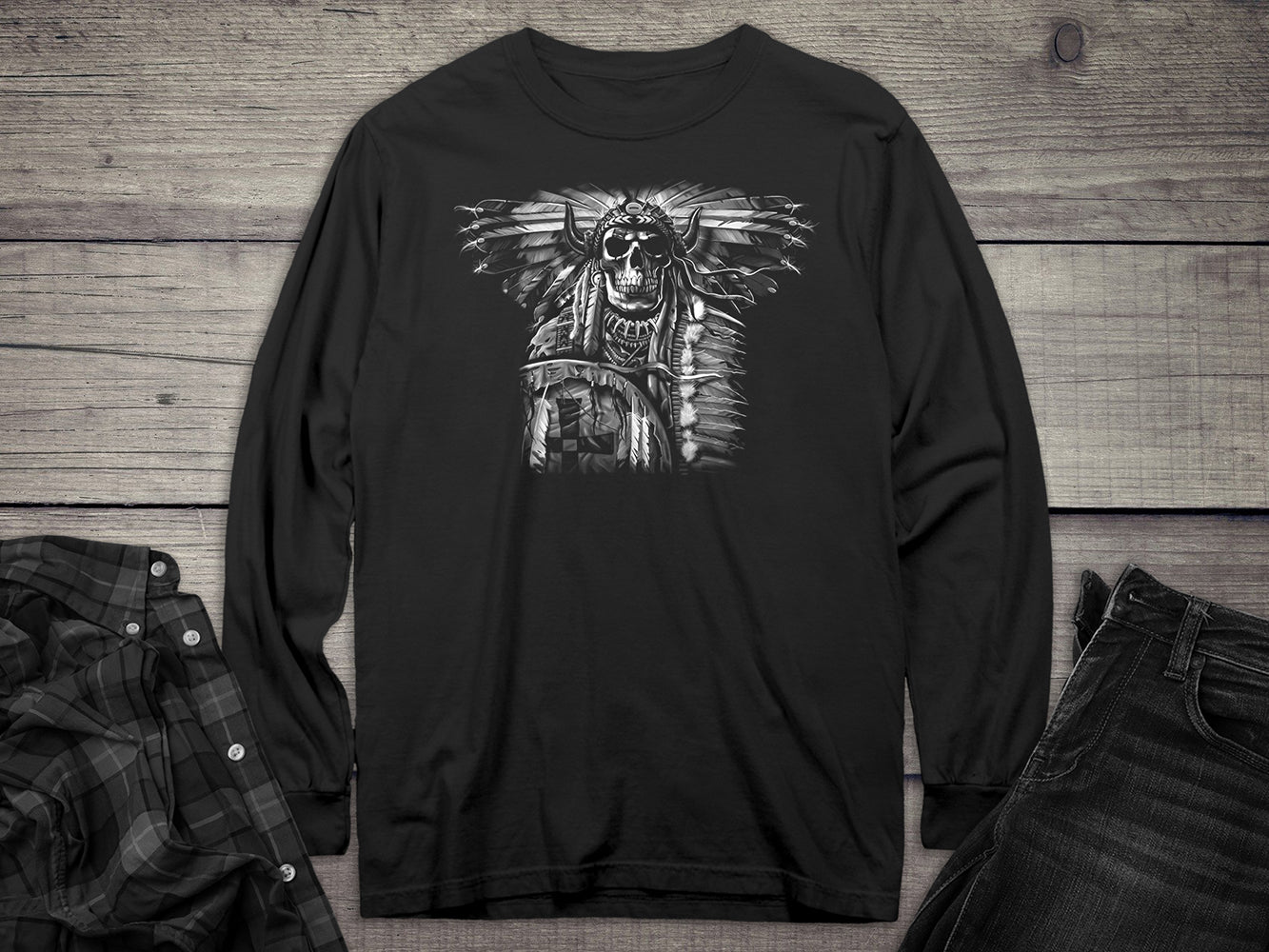 Indian Skull Long Sleeve Tee