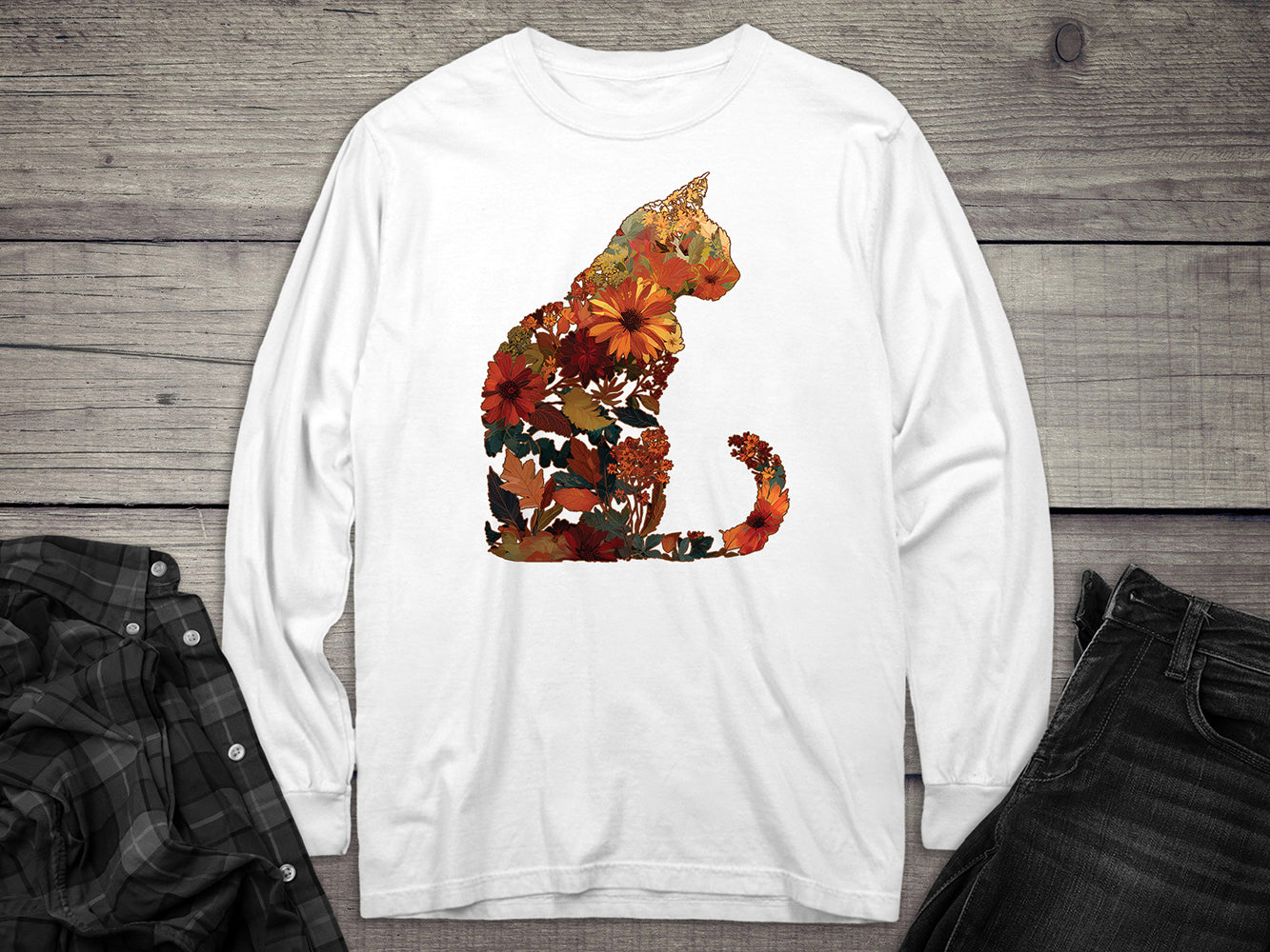 Fall Cat Long Sleeve Tee