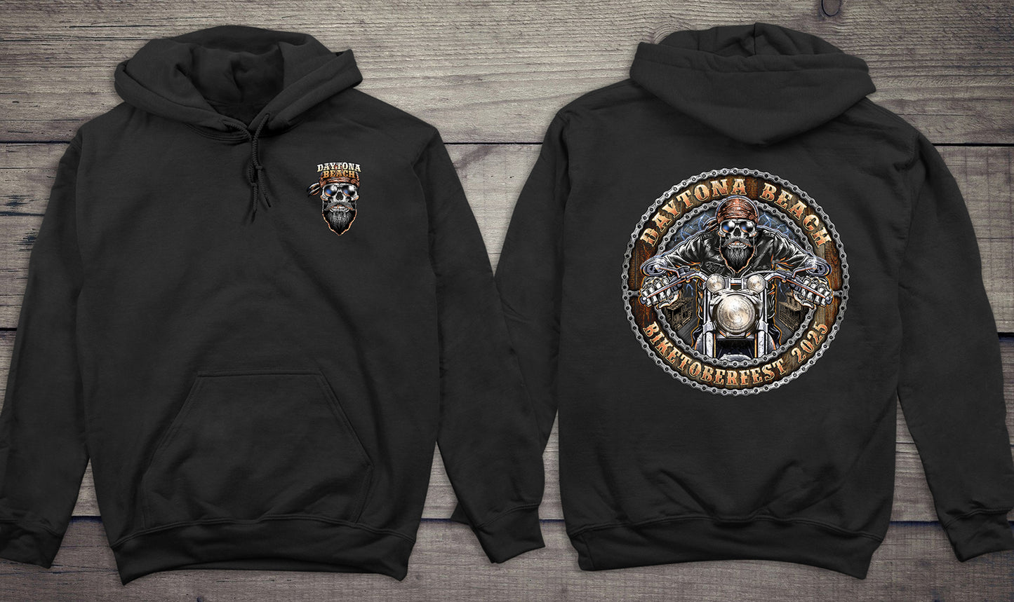 Daytona Beach Skull Biker Hoodie