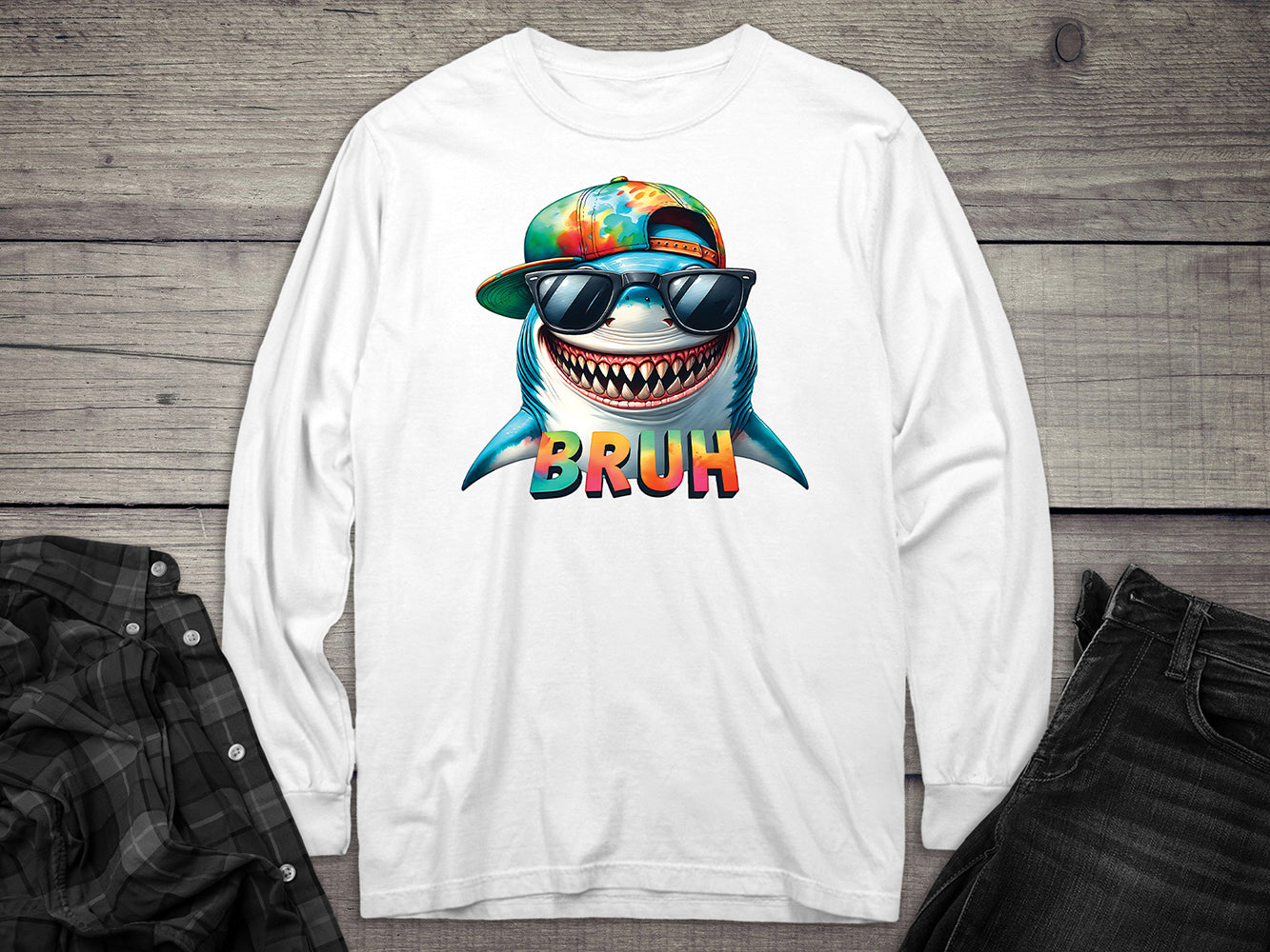 Bruh Shark Long Sleeve Tee