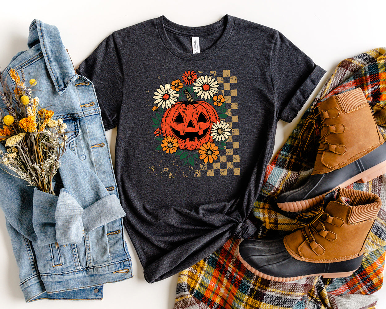 Flower Jack-O-Lantern Ladies T-Shirt