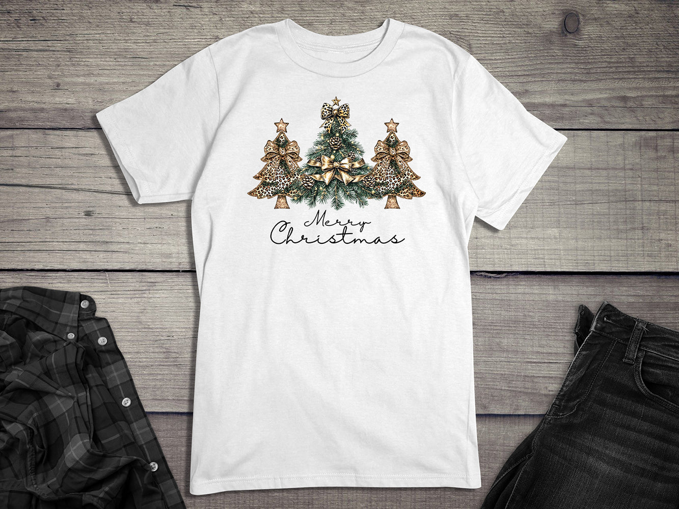 Merry Christmas Golden Trees T-Shirt