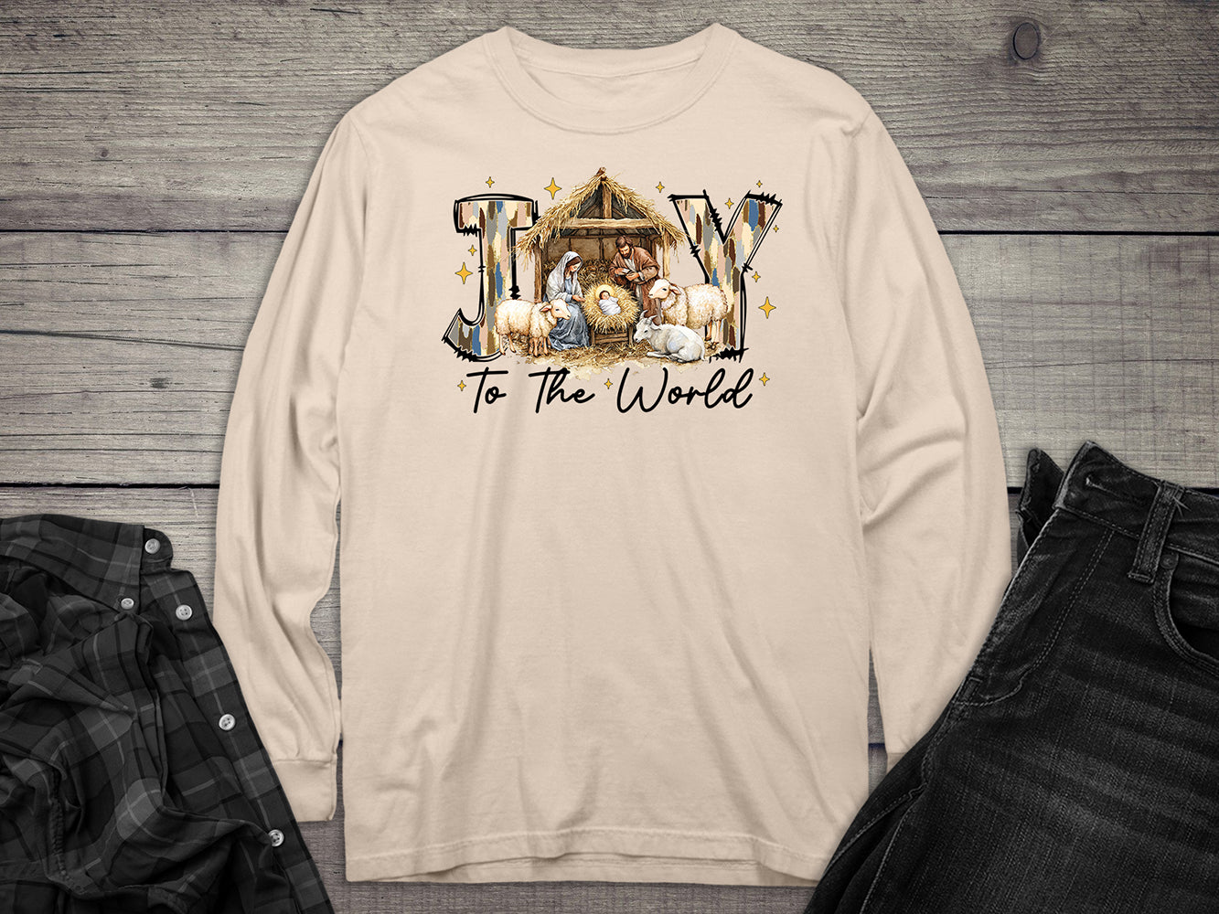 Joy To The World Manger Long Sleeve Tee