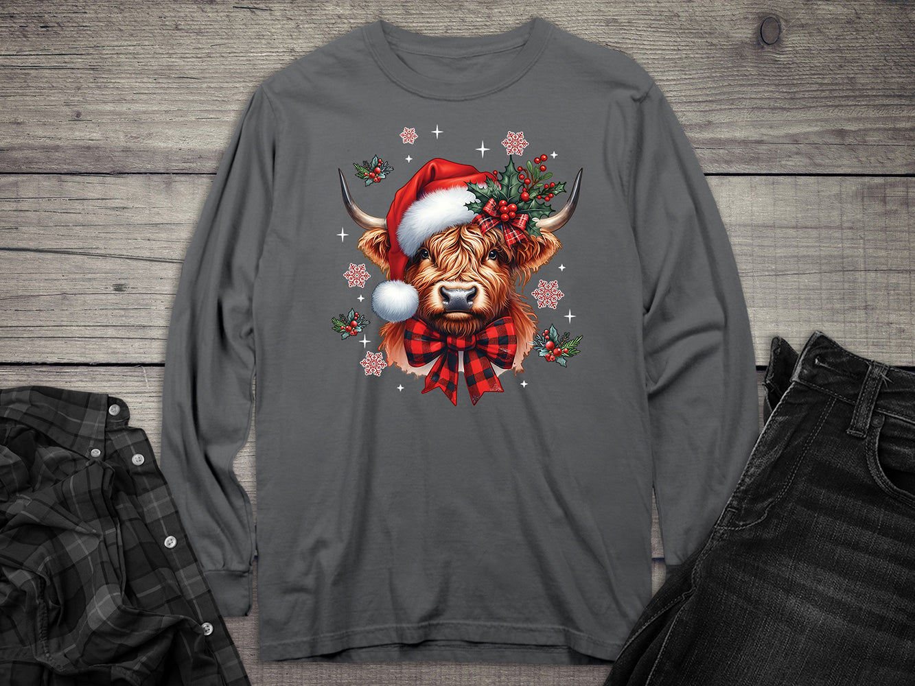 Christmas Holly Cow Long Sleeve Tee