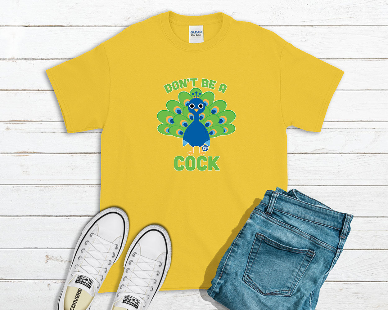 Todd Goldman Art Don't Be A Cock Peacock T-Shirt