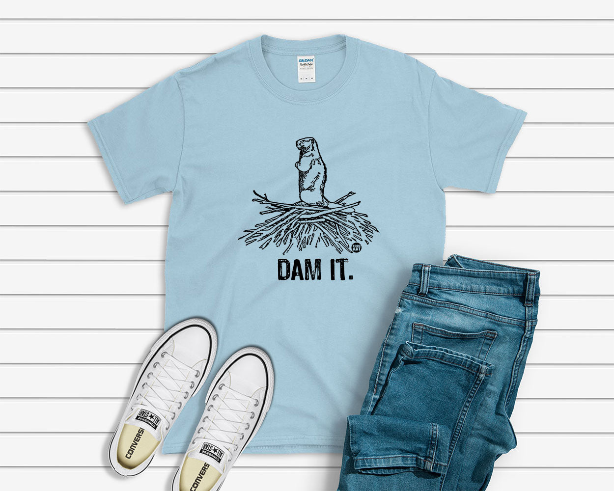 Todd Goldman Art Dam It Beaver T-Shirt