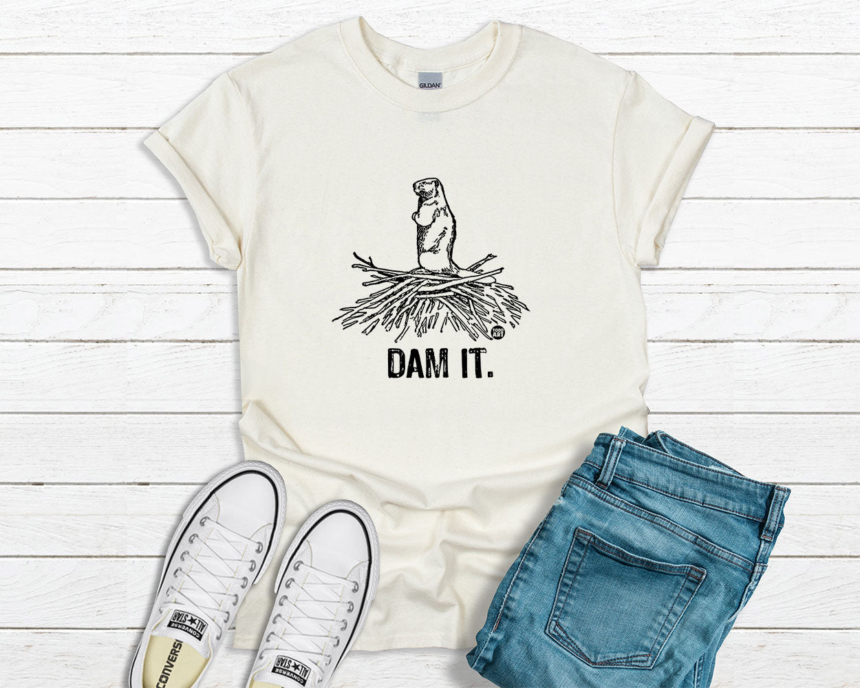 Todd Goldman Art Dam It Beaver T-Shirt