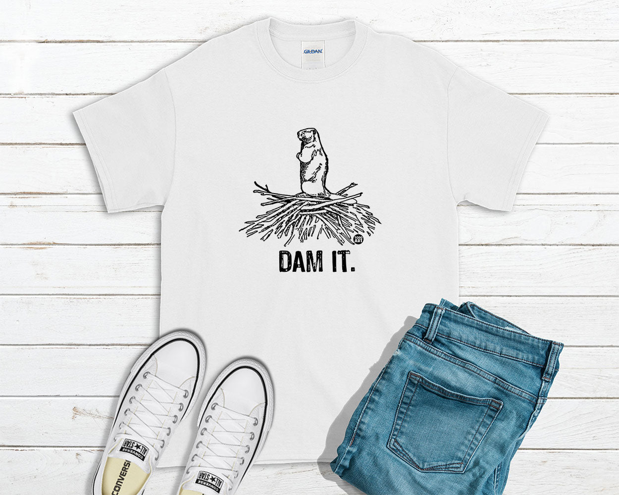 Todd Goldman Art Dam It Beaver T-Shirt