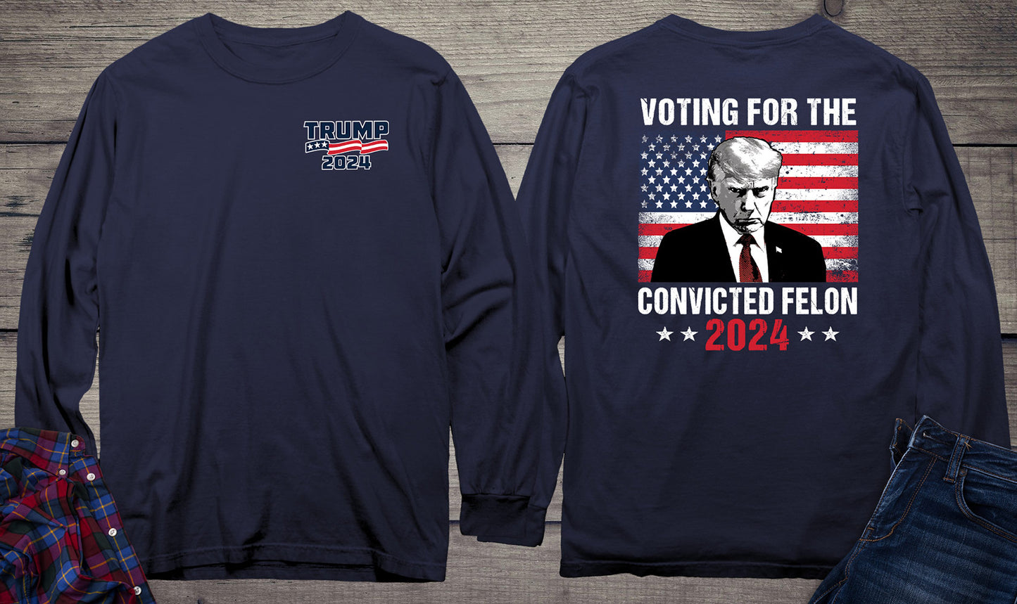 Voting For The Felon With Crest Long Sleeve Tee