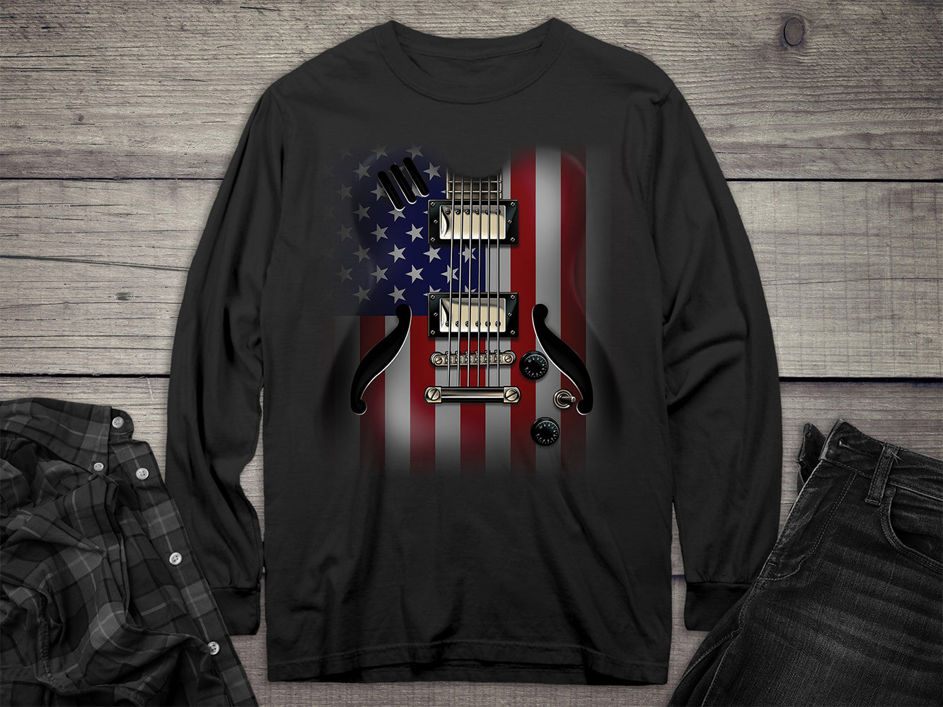 Flag Guitar Long Sleeve Tee