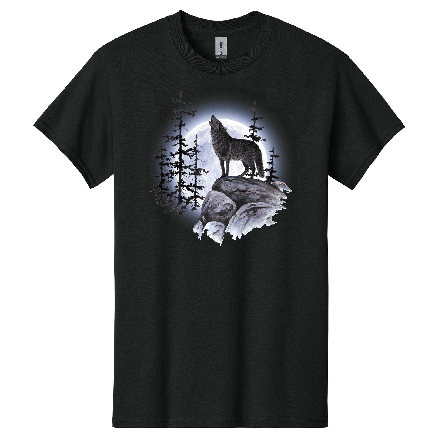 Wild Animal T-shirt, Wolf Howling at the Moon Tee