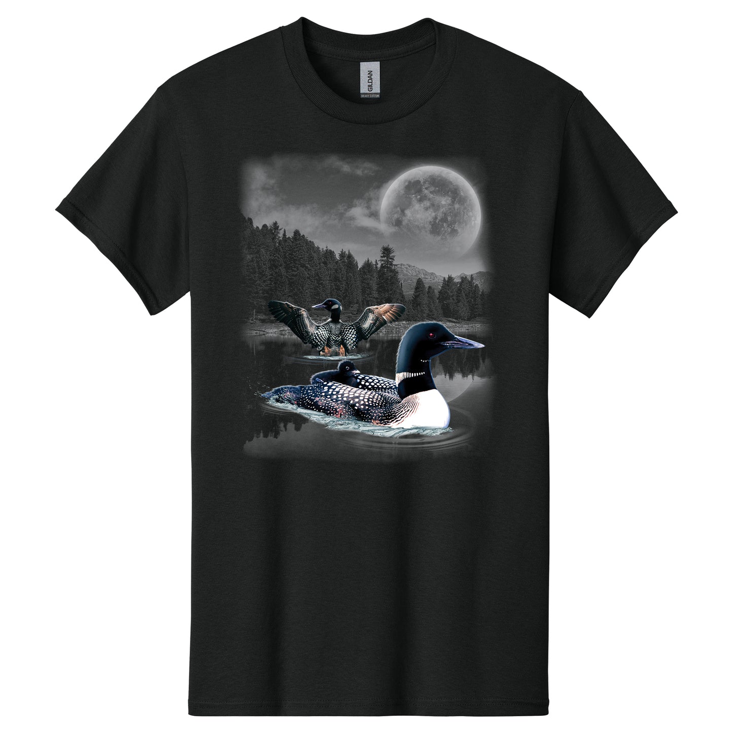 North American Wildlife T-shirt, Loon in Moonlight Tee