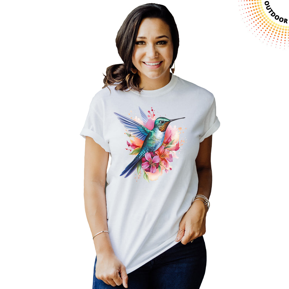 Adult Unisex Hummingbird Watercolor Solar Tee