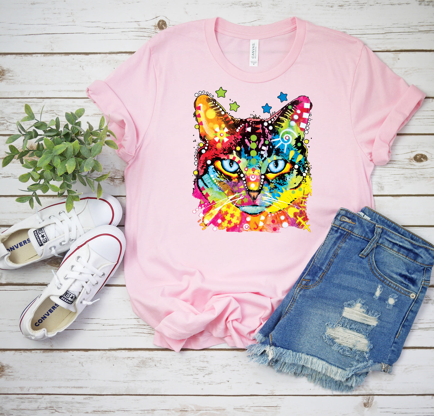 Neon Blue Eyes Cat T-shirt
