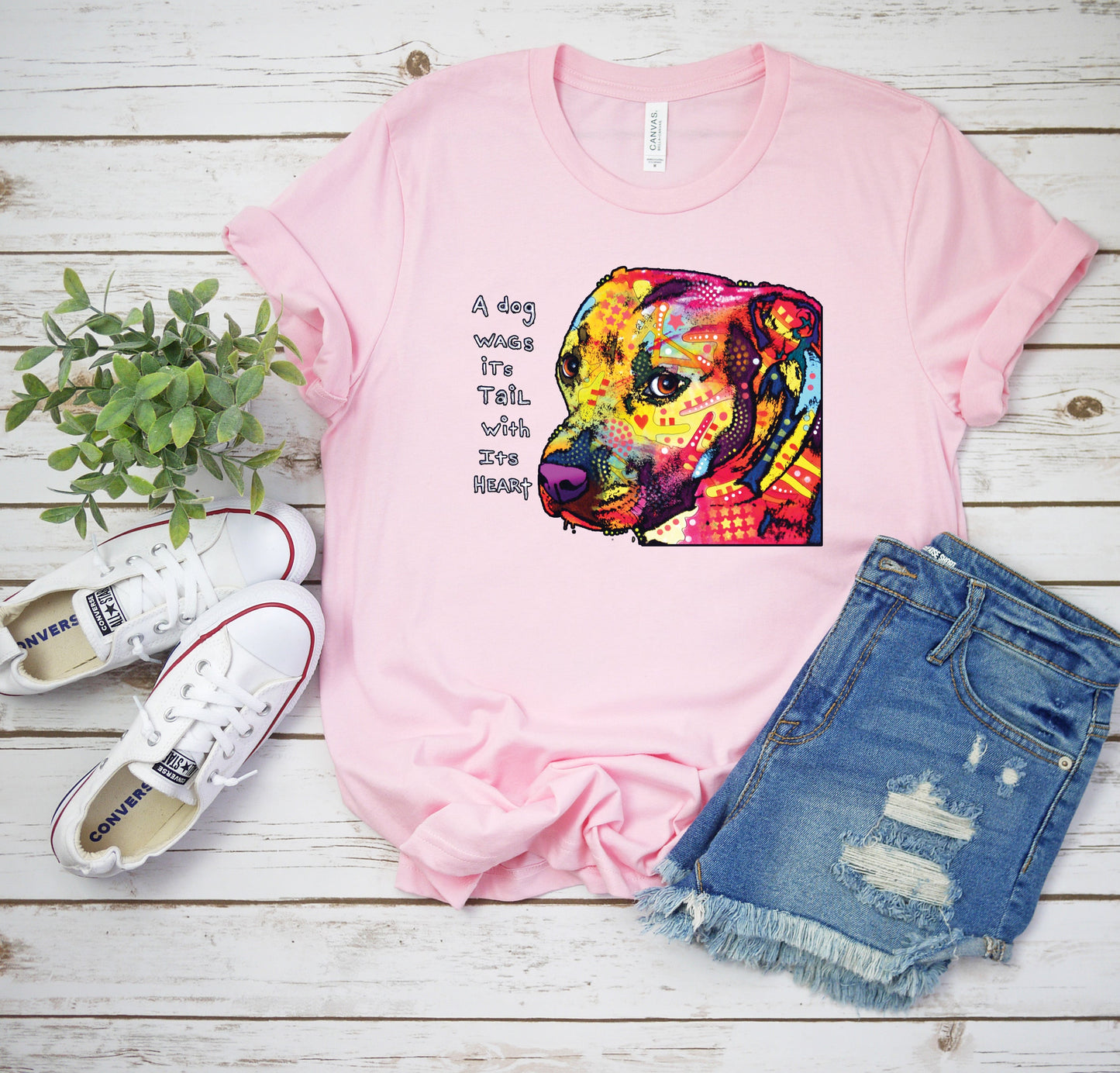 Neon Gratitude Pit Bull Dog T-shirt