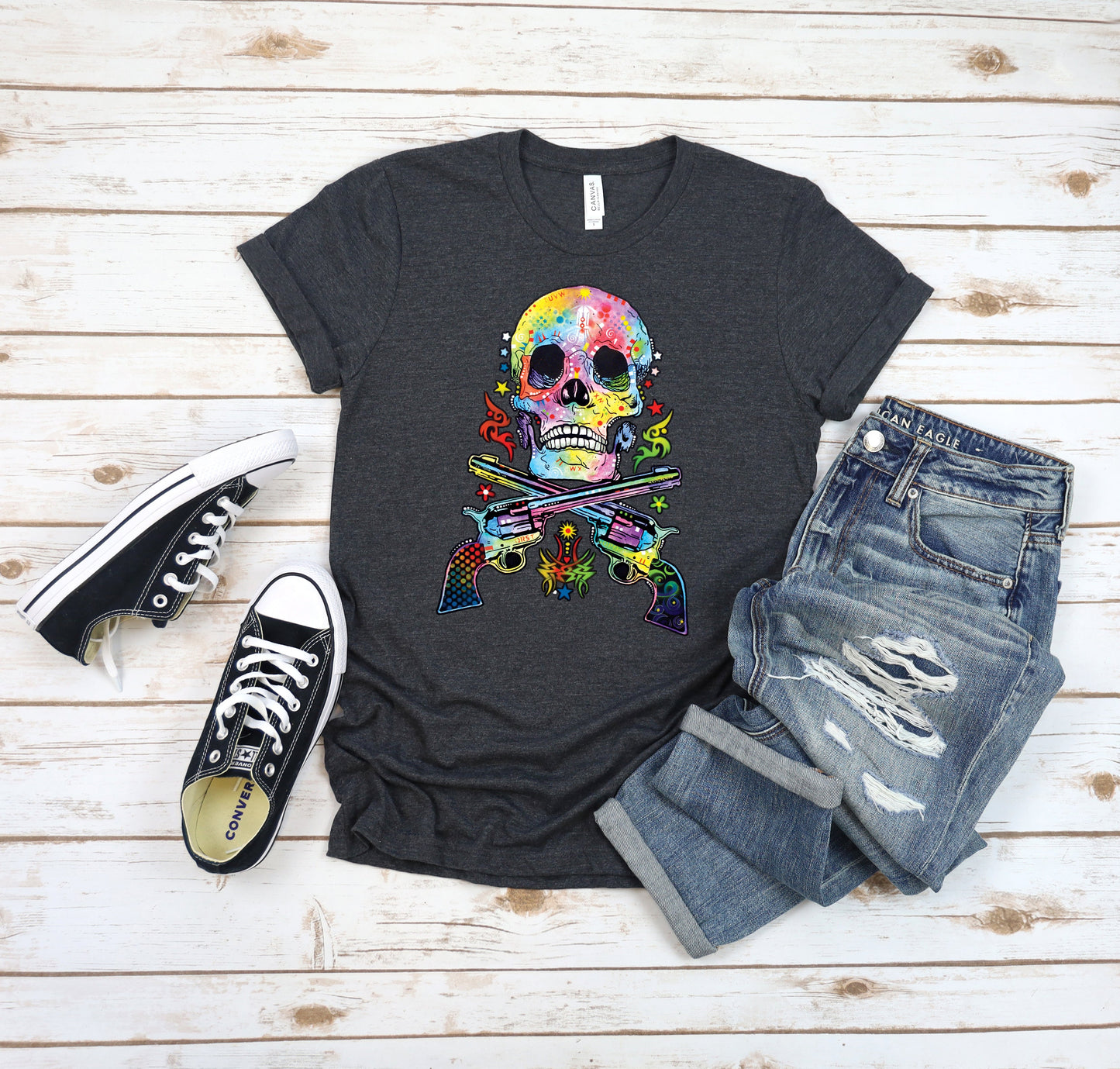 Neon Skulls & Guns T-shirt