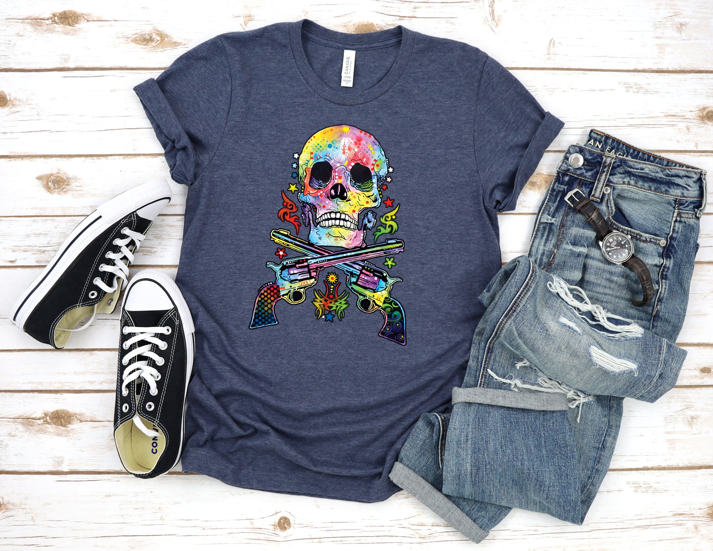 Neon Skulls & Guns T-shirt