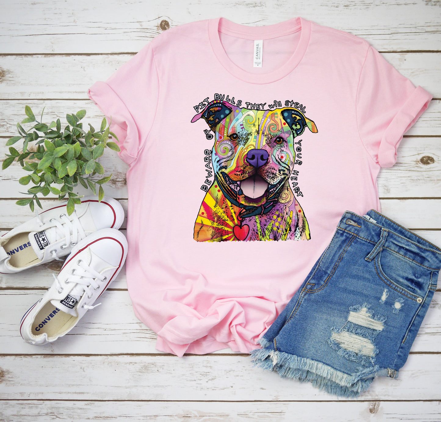 Neon Beware Of Pit Bulls Dog Breed T-shirt