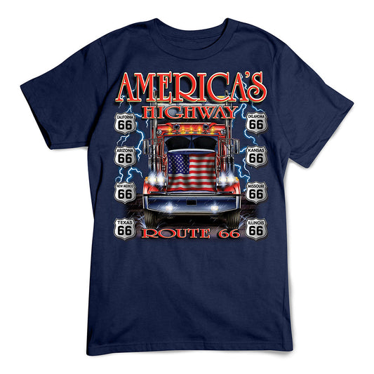 America's Highway Flag Truck Shop T-Shirt