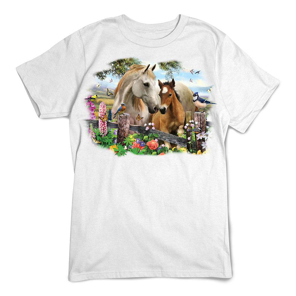 Horse T-Shirt, Hollyhock Horses