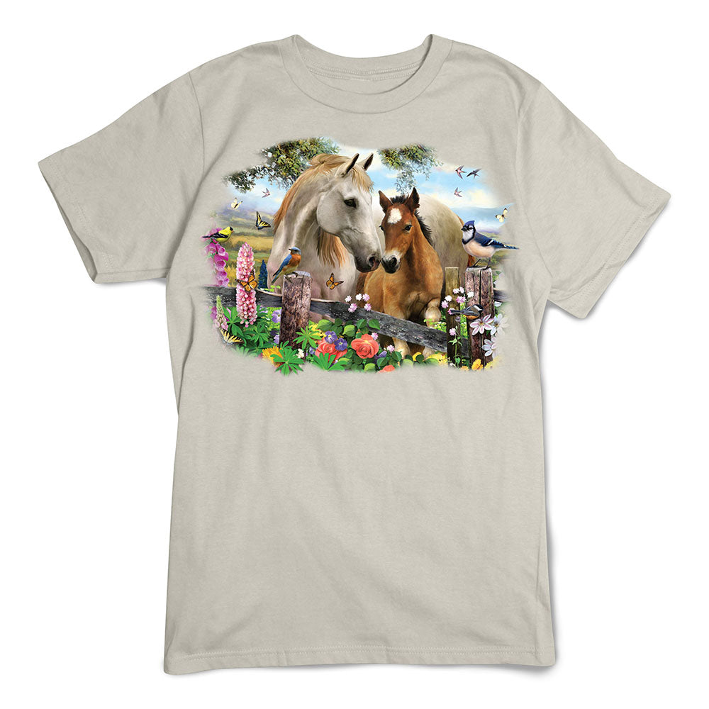 Horse T-Shirt, Hollyhock Horses