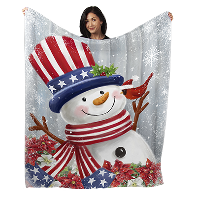 50" x 60" Christmas Snowman Plush Minky Blanket
