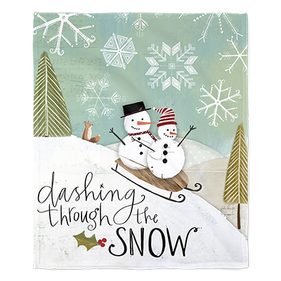 50" x 60" Dashing Snowmen Plush Minky Blanket