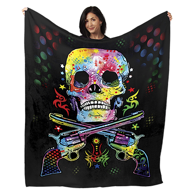 50" x 60" Skull Guns Plush Minky Blanket