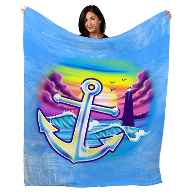 50" x 60" Airbrush Anchor Plush Minky Blanket