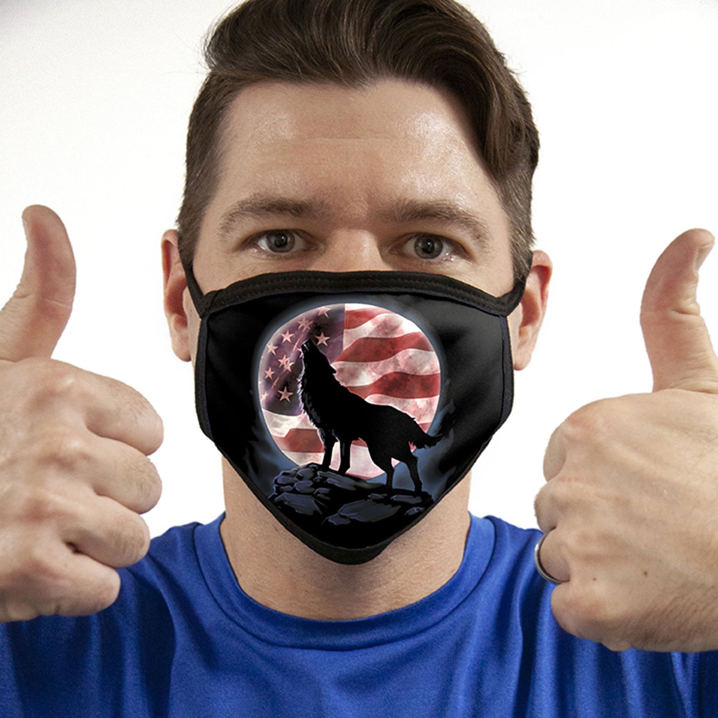Wolf FACE MASK Howling American Flag Cover Your Face Masks