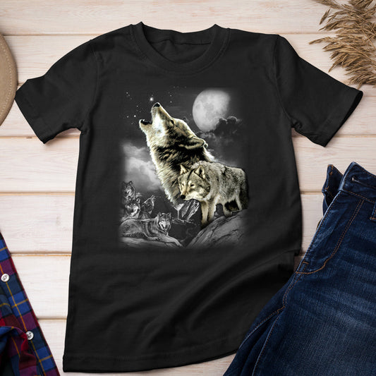 North American Wildlife T-shirt, Wolf in Moonlight Tee
