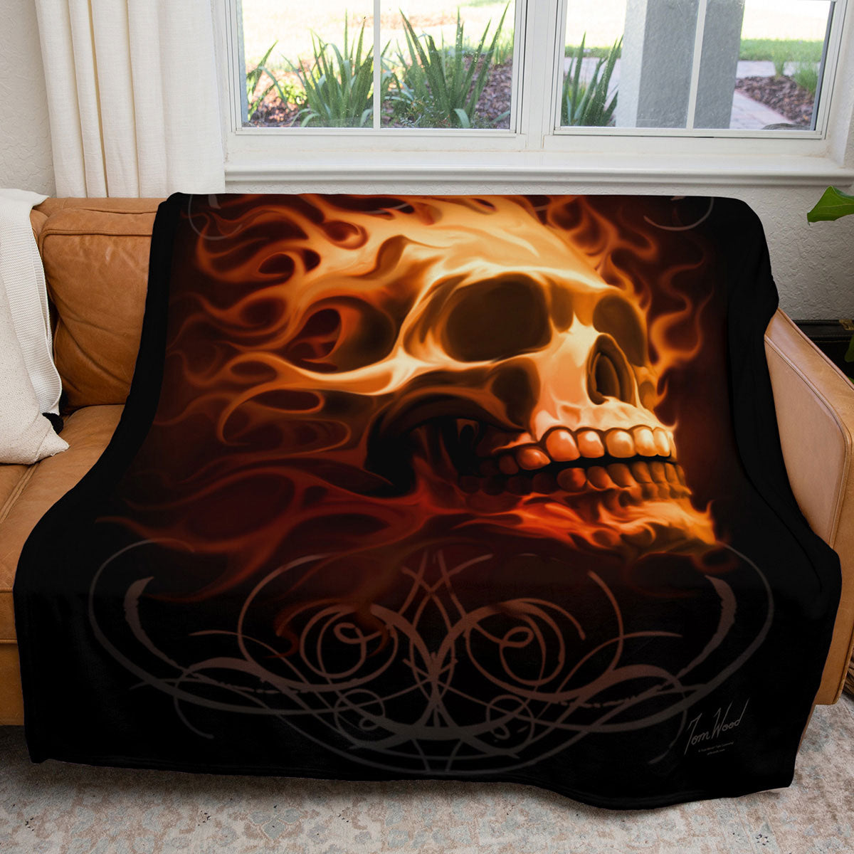Fire Skull 50" x 60" Fleece Blanket