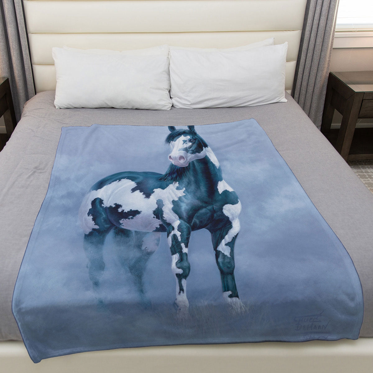 Black Overo 50" x 60" Fleece Blanket