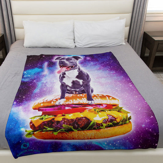 Galaxy Pitbull Riding Hamburger 50" x 60" Fleece Blanket